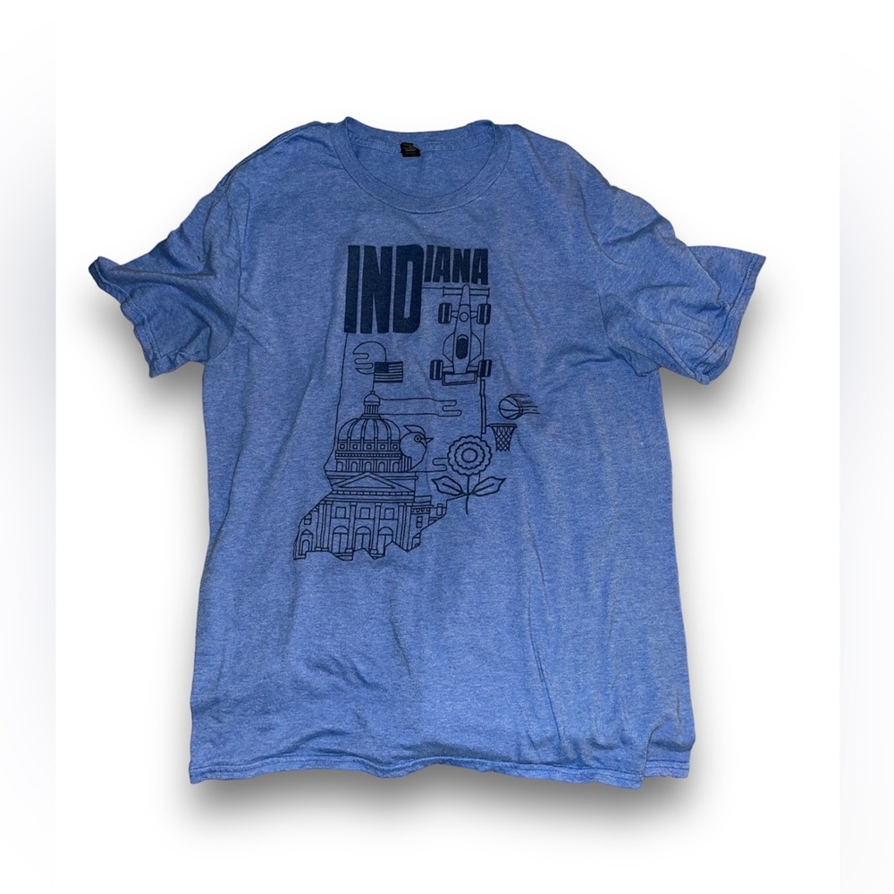EUC light blue unisex t-shirt with ‘Indiana’ on front. Size: L